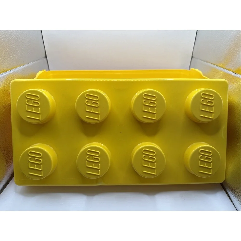 2 LEGO Storage Brick Case 8 Stud Large Yellow Container Plastic Bin 14x7x9.5